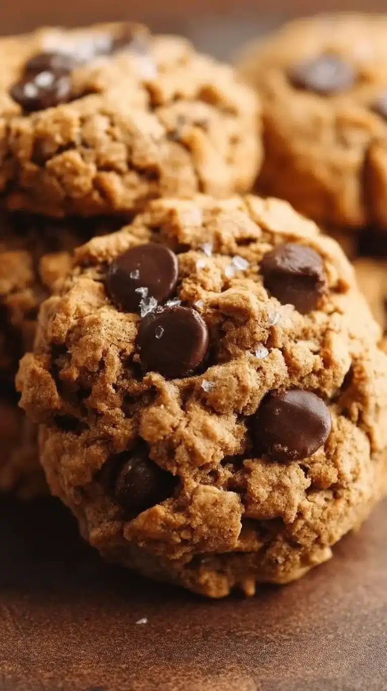Peanut Butter Oatmeal Chocolate Chip Cookies stacked on a plate