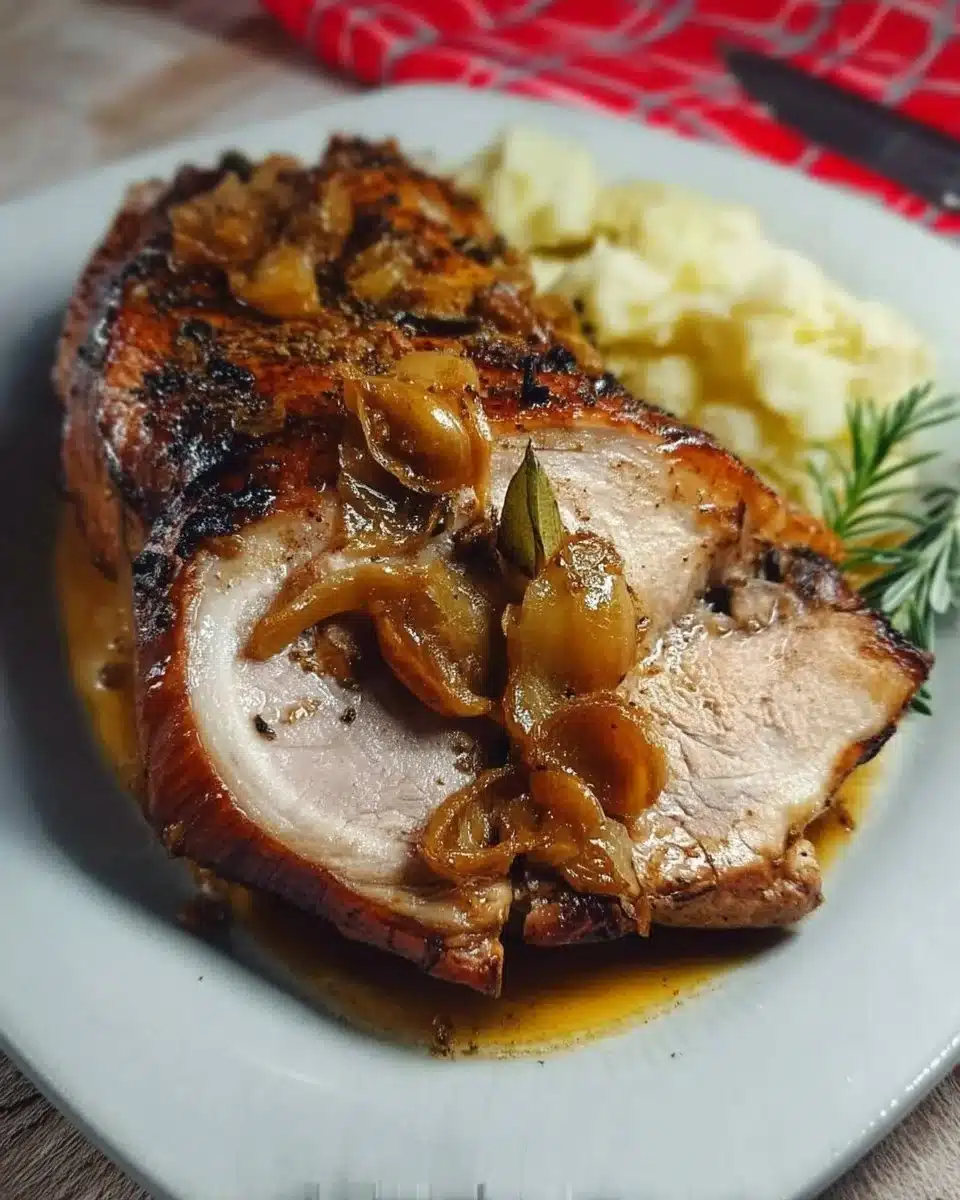 Romanian Roasted Pork Leg Joint Recipe 1 Delicious Romanian roasted pork leg joint recipe served with sides
