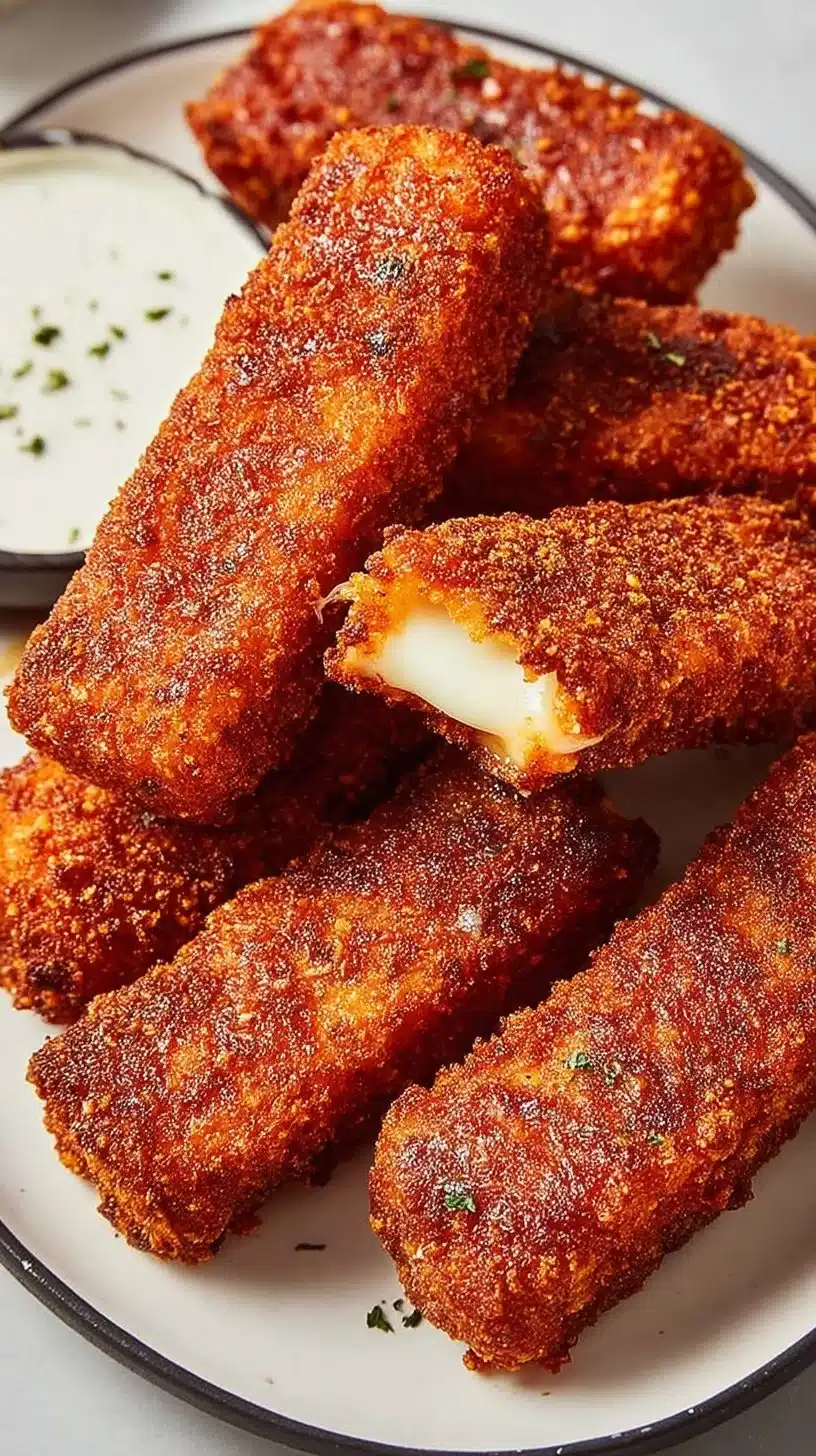 Crispy and Spicy Nashville Hot Mozzarella Sticks