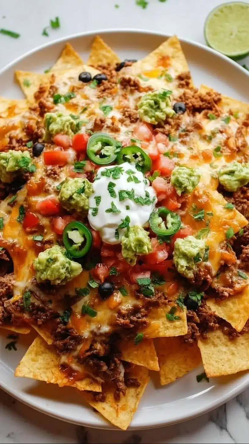 Loaded Cheesy Beef Nachos