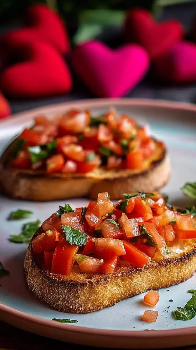18 Delicious Valentine’s Day Finger Food Ideas 12 Bruschetta with Tomato and Basil
