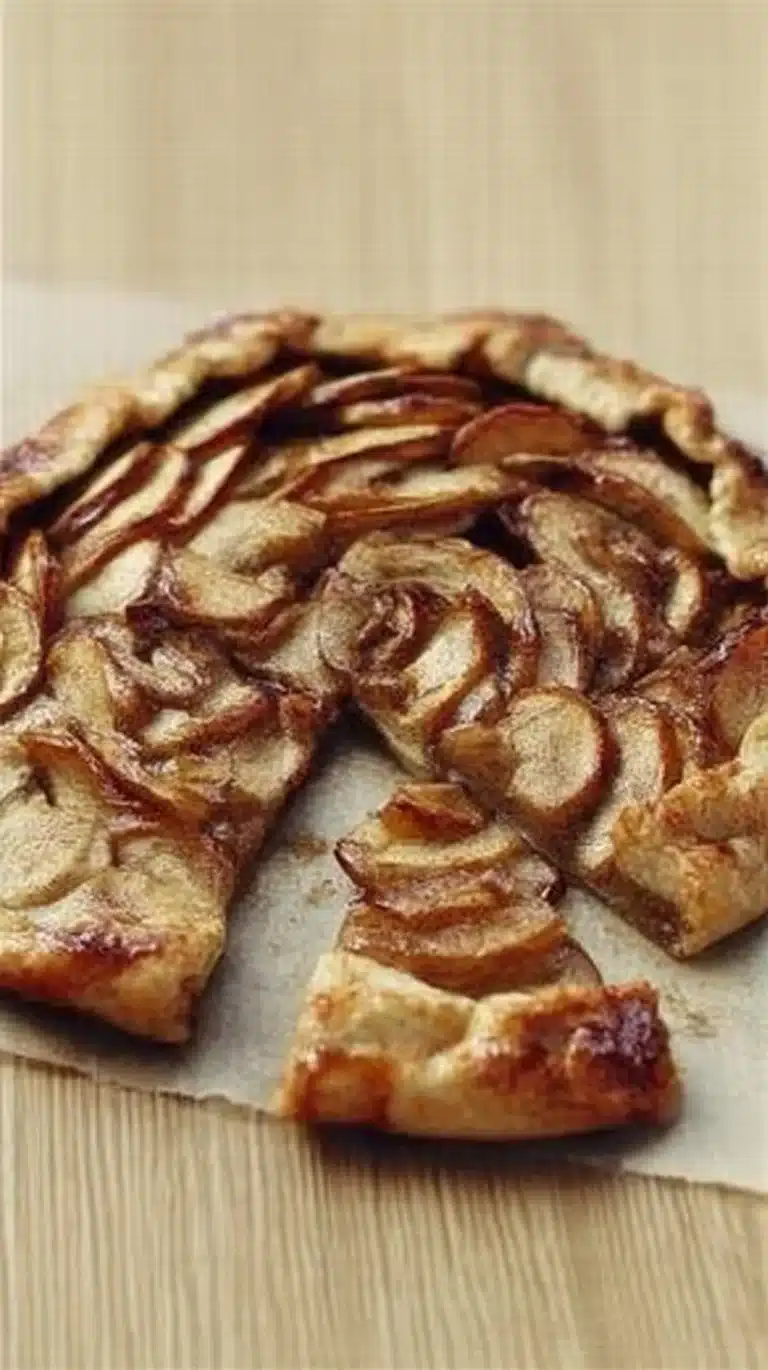 Homemade Apple Galette with flaky crust and caramelized apples
