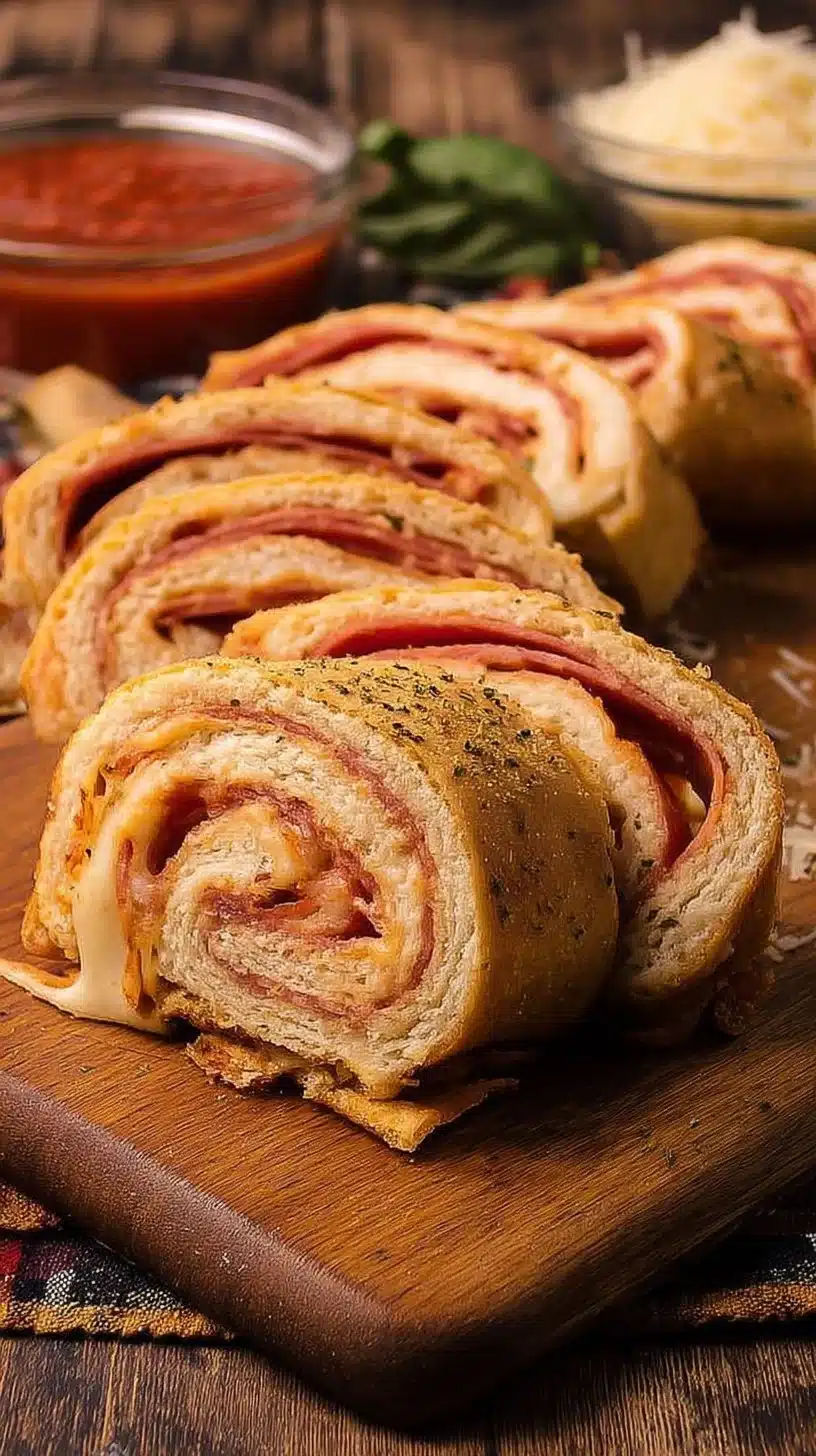 Easy Stromboli 1 Homemade easy Stromboli filled with cheese and meats.