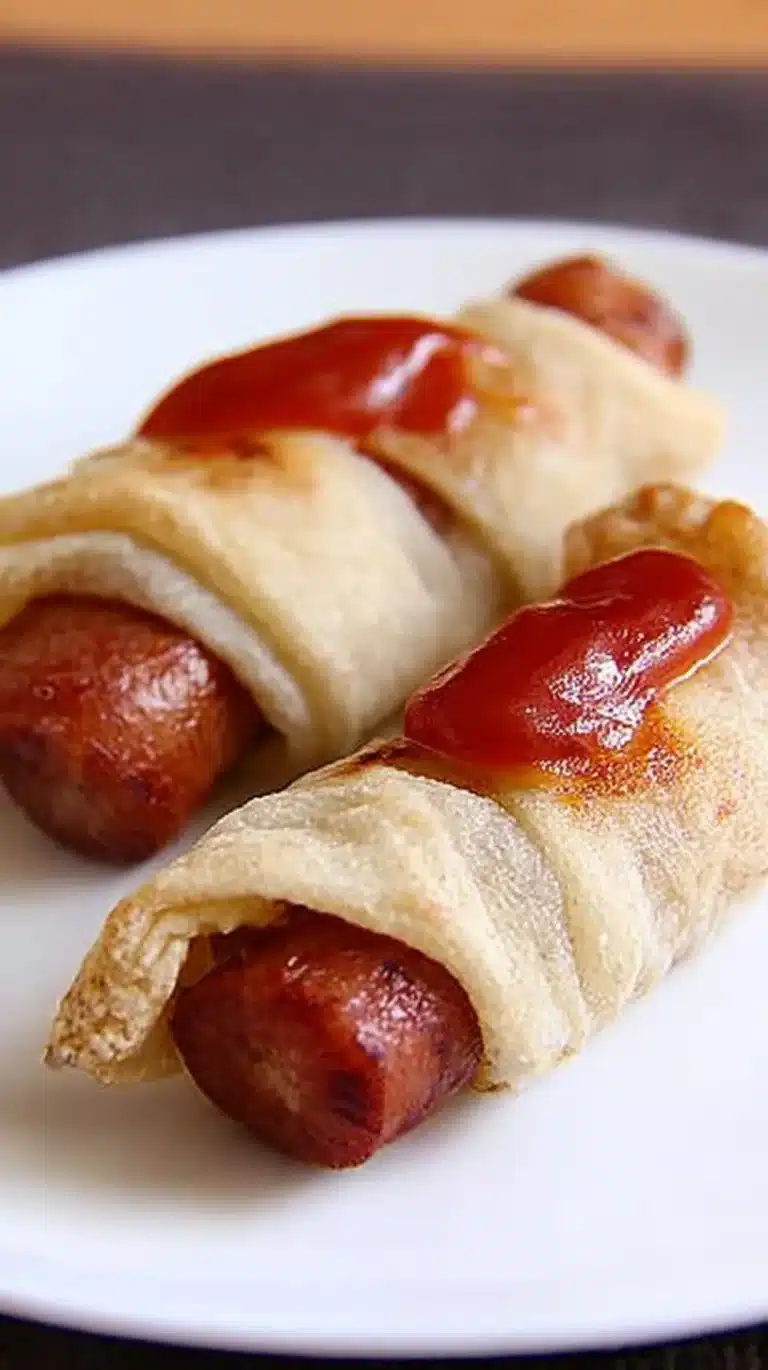 Homemade pigs in a blanket served with dipping sauce