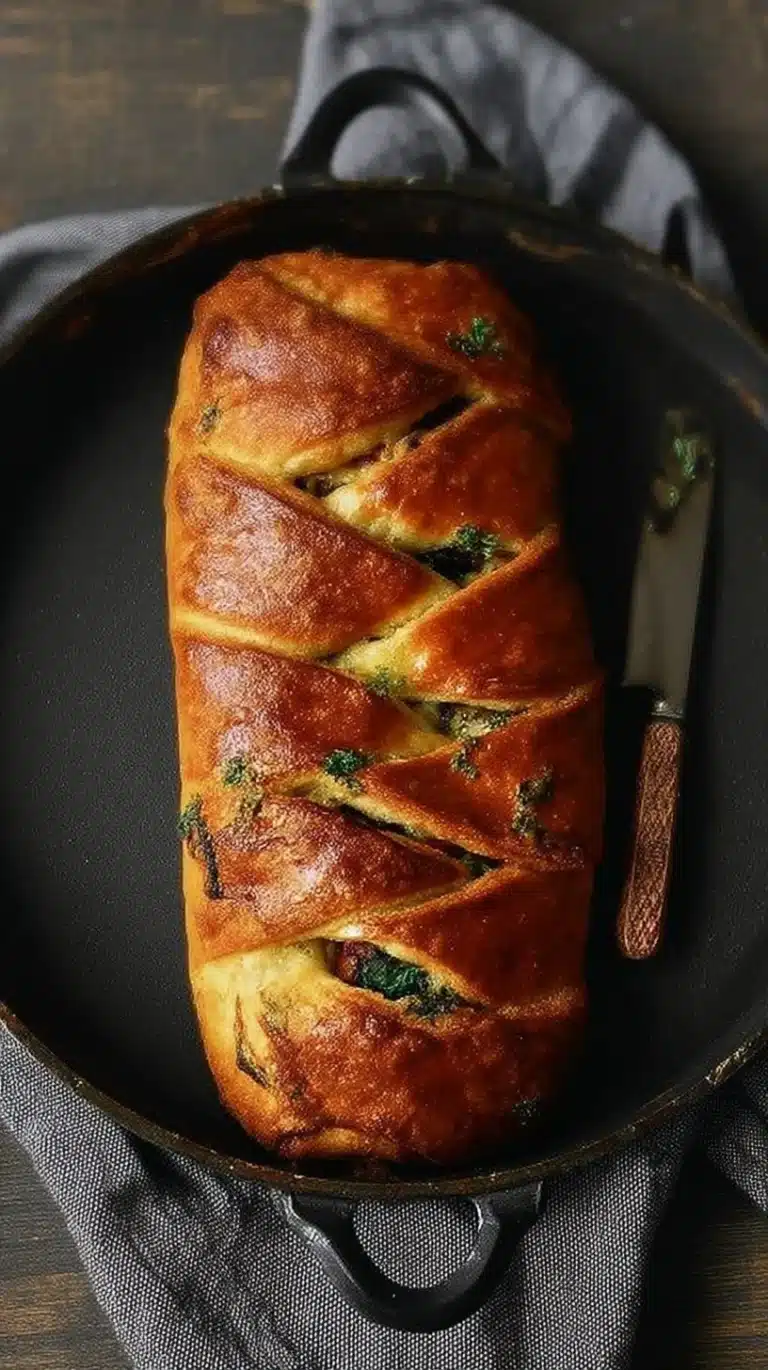 Savory breakfast strudel with fresh ingredients for a delicious morning meal.