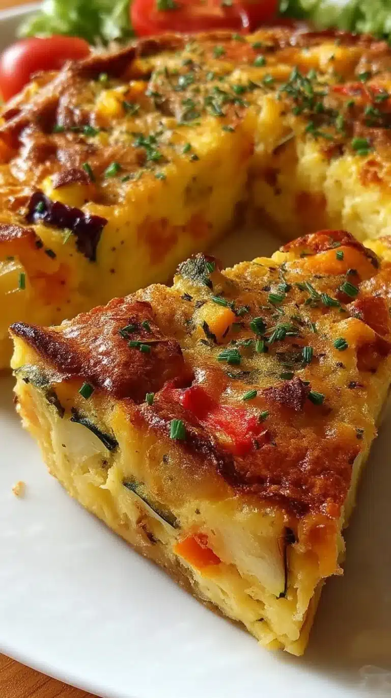 Cheddar-Veggie Torte appetizer with savory cheese and fresh vegetables