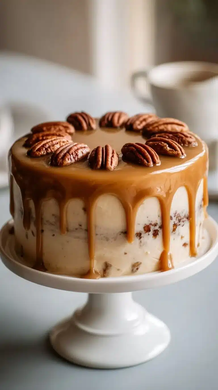 Coffee and walnut layer cake with layers of rich flavor and cream