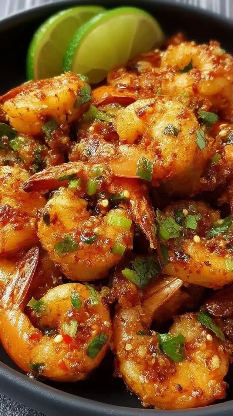 Crunchy chili lime shrimp served in a vibrant dish