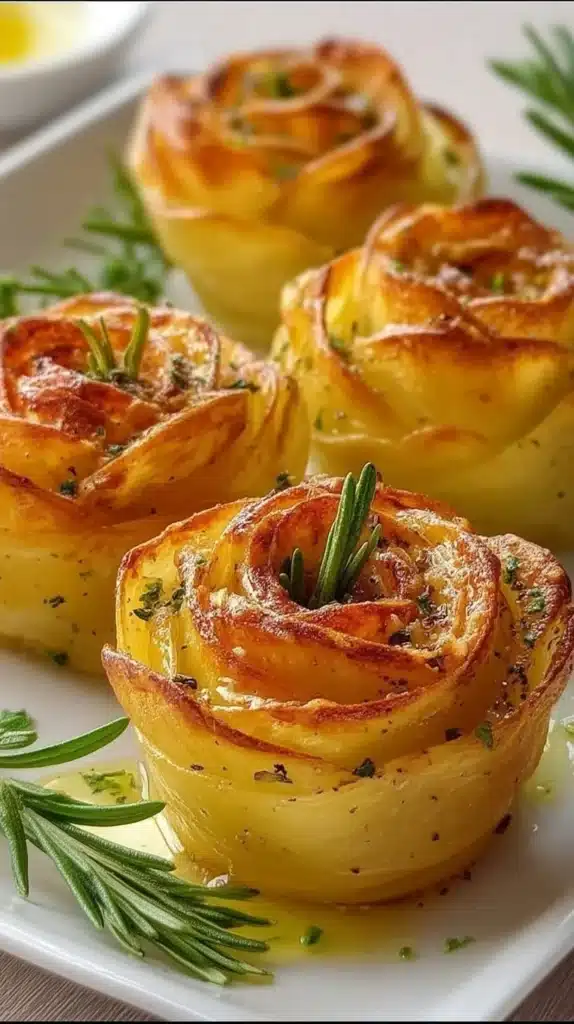 Delicious Easter baked potato roses arranged on a festive table