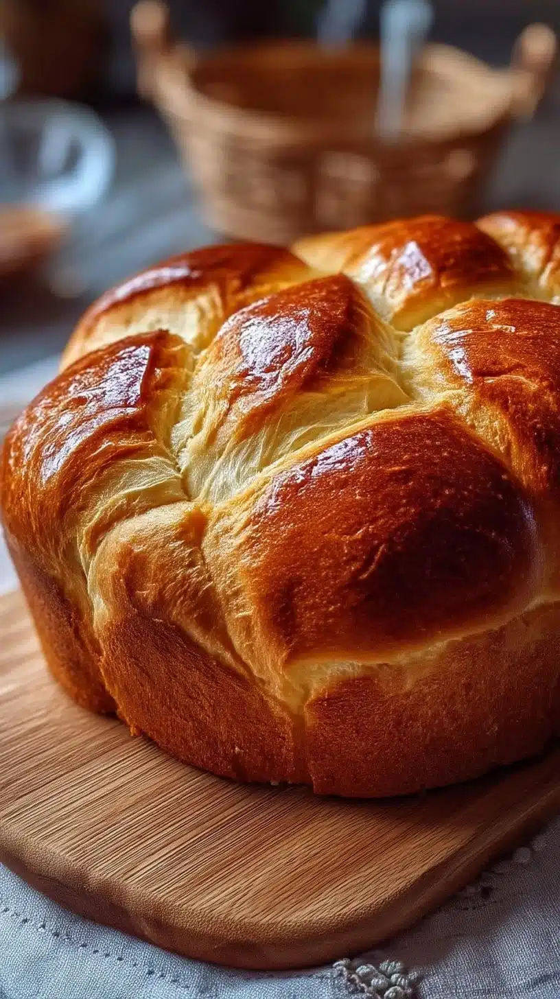 Easter Bread (Paska) 1 Homemade Easter Bread (Paska) on a table, perfect for holiday celebrations.