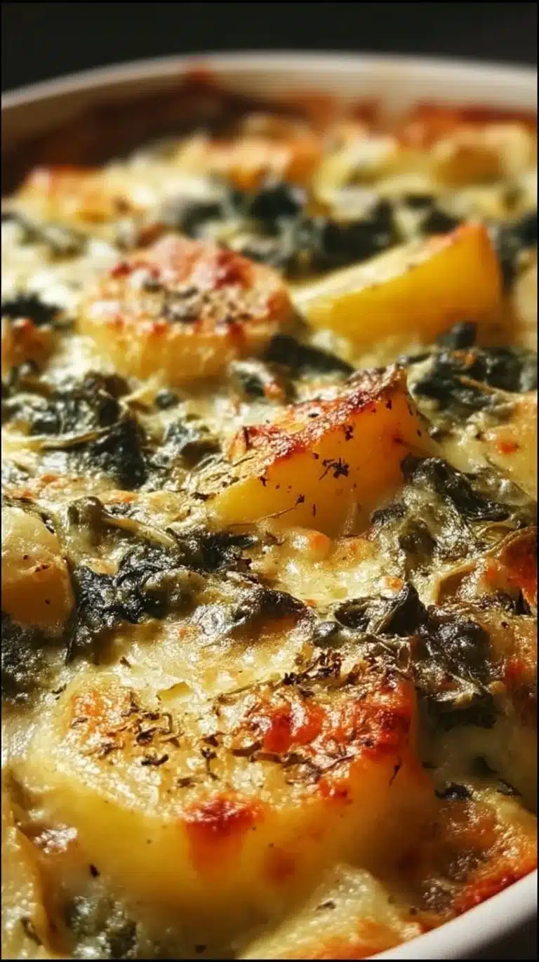 Creamy spinach and potato bake ready for Easter celebration