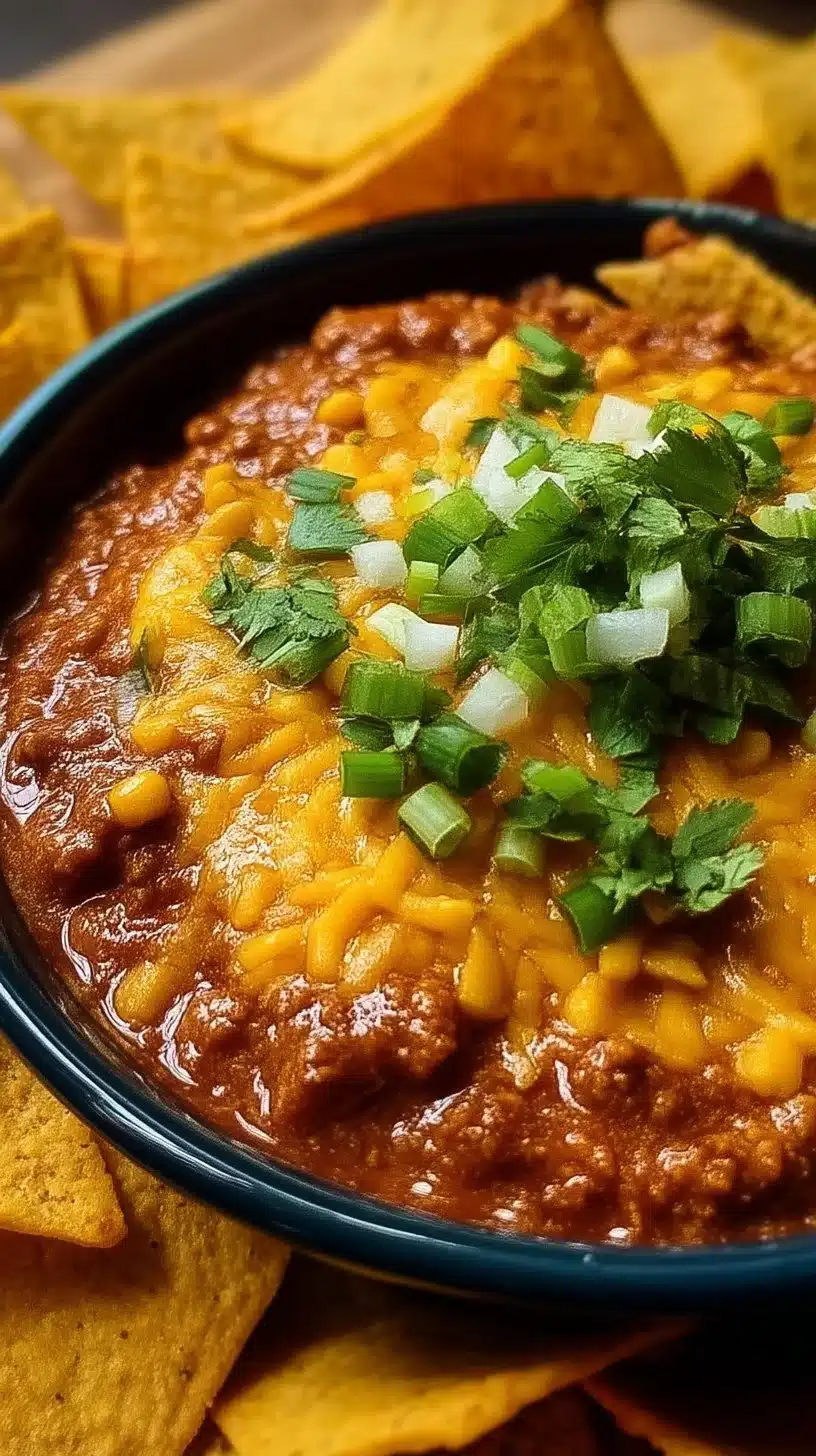 Easy Frito Chili Cheese Dip Recipe 1 Bowl of easy Frito chili cheese dip served with Fritos and toppings