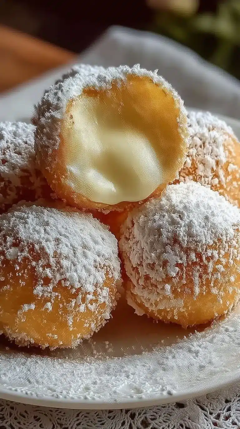 Delicious Italian Cream Bombs filled with rich cream and topped with chocolate.
