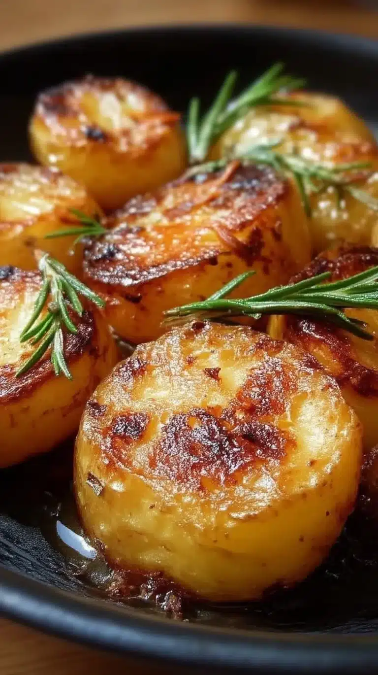 Oven roasted large melting potatoes garnished and ready to serve