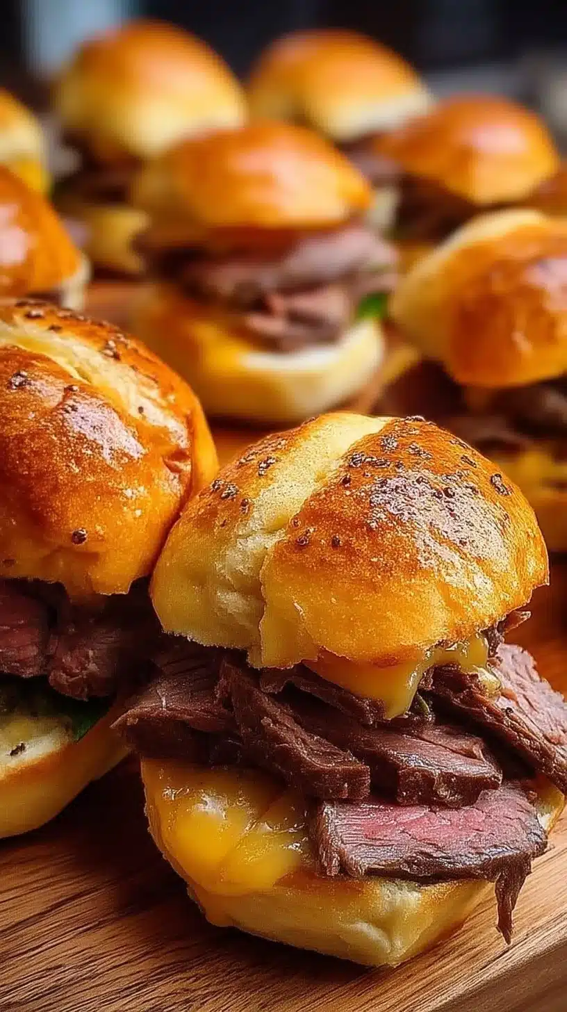 Delicious roast beef sliders served on a platter