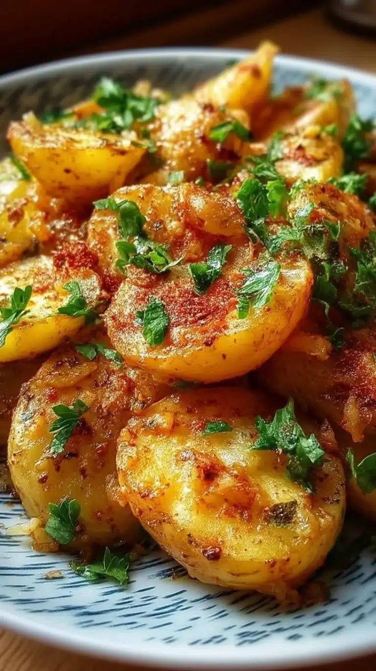 Smashed potatoes seasoned with paprika and cumin on a plate