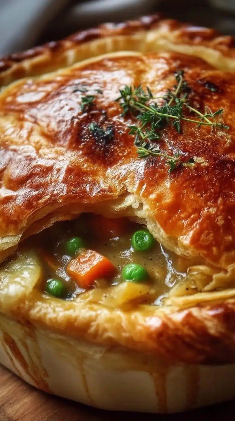 Vegetable Pot Pie 1 Delicious homemade Vegetable Pot Pie with colorful vegetables and flaky crust